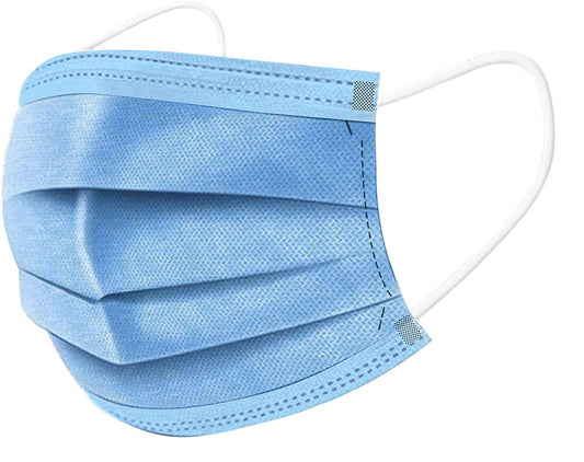 Thick 3-Ply Face Shield MASK 50 pieces [Blue, Regular]