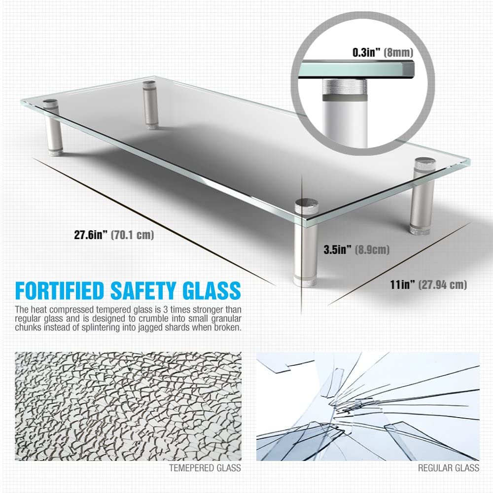 Type-M Clear Tempered Glass Monitor Stand