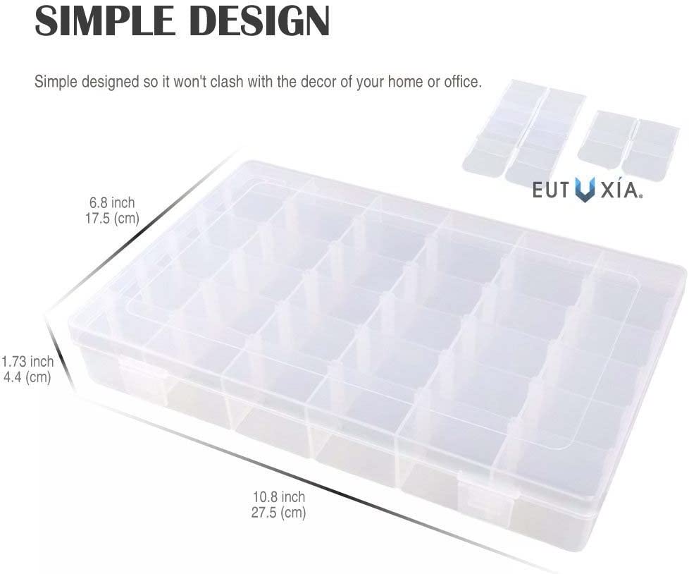 Clear Plastic Jewelry Organizer Box with 36 Grids