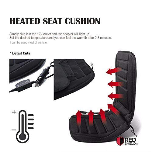 12-Volt Heated Car Seat Cushion with Intelligent Temperature Control Sensor