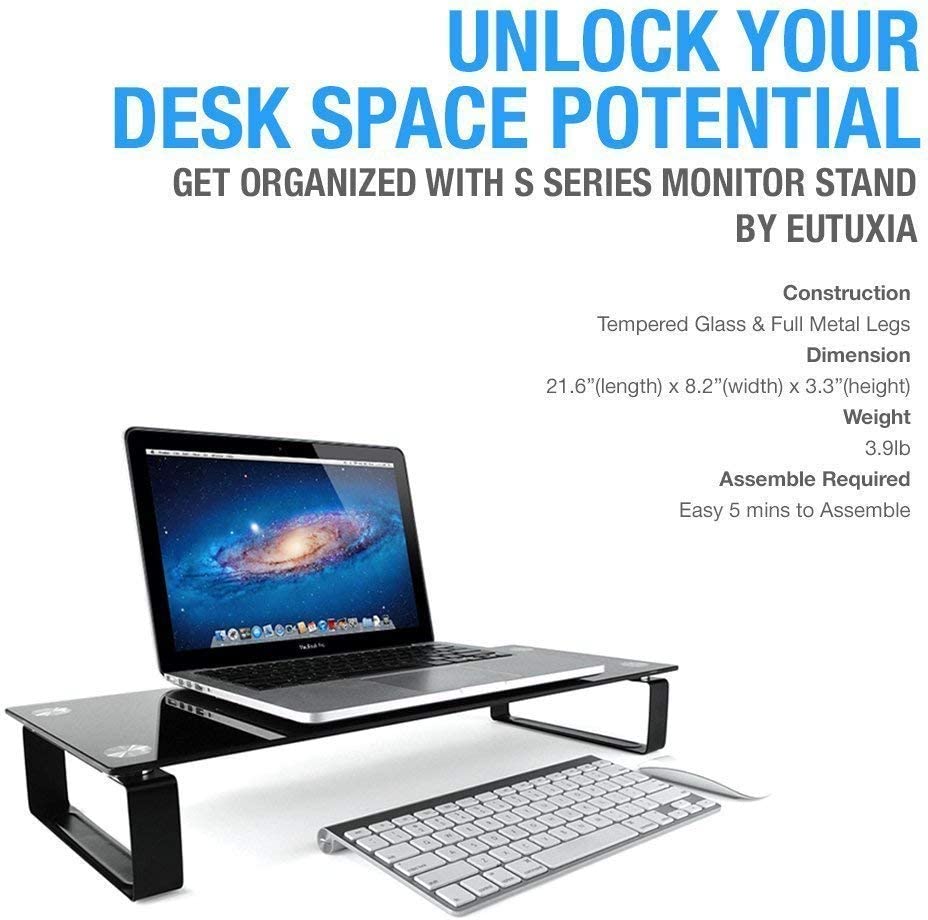 Type-S Black Tempered Glass Monitor Stand