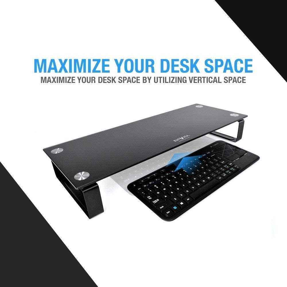 Type-S Black Tempered Glass Monitor Stand