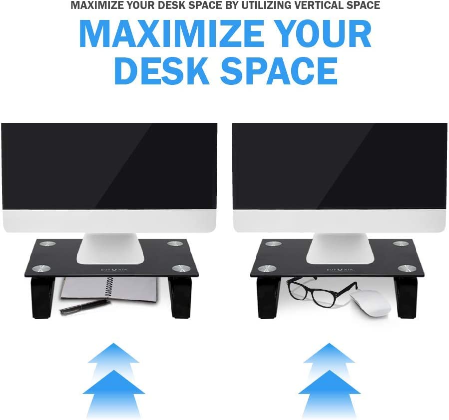 Type-S Mini Black Tempered Glass Monitor Stand