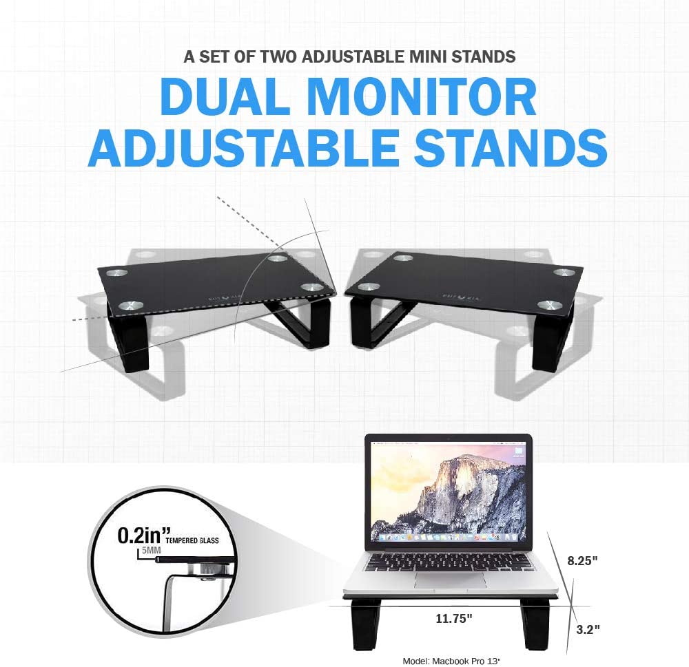 Type-S Mini Black Tempered Glass Monitor Stand