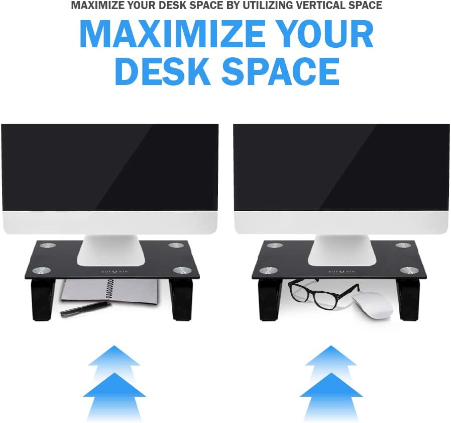 Type-S Mini Black Tempered Glass Monitor Stand