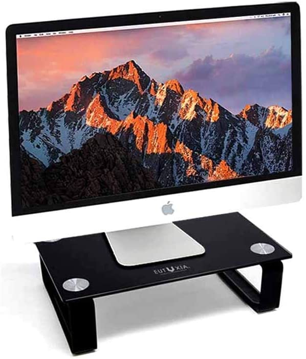 Type-S Mini Black Tempered Glass Monitor Stand