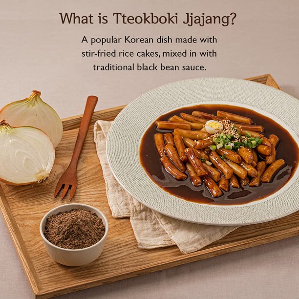 Jjajang Tteokbokki Sweet & Savory Korean Flavor Rice Cake [Pack of 30] 120g(4.23oz)