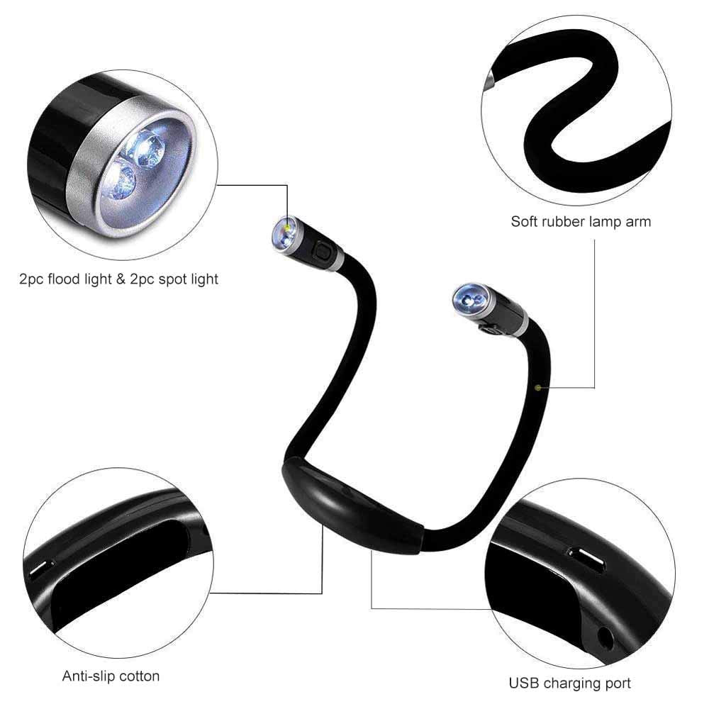 LED Hug Neck Book Light with Handsfree Flexible Arms