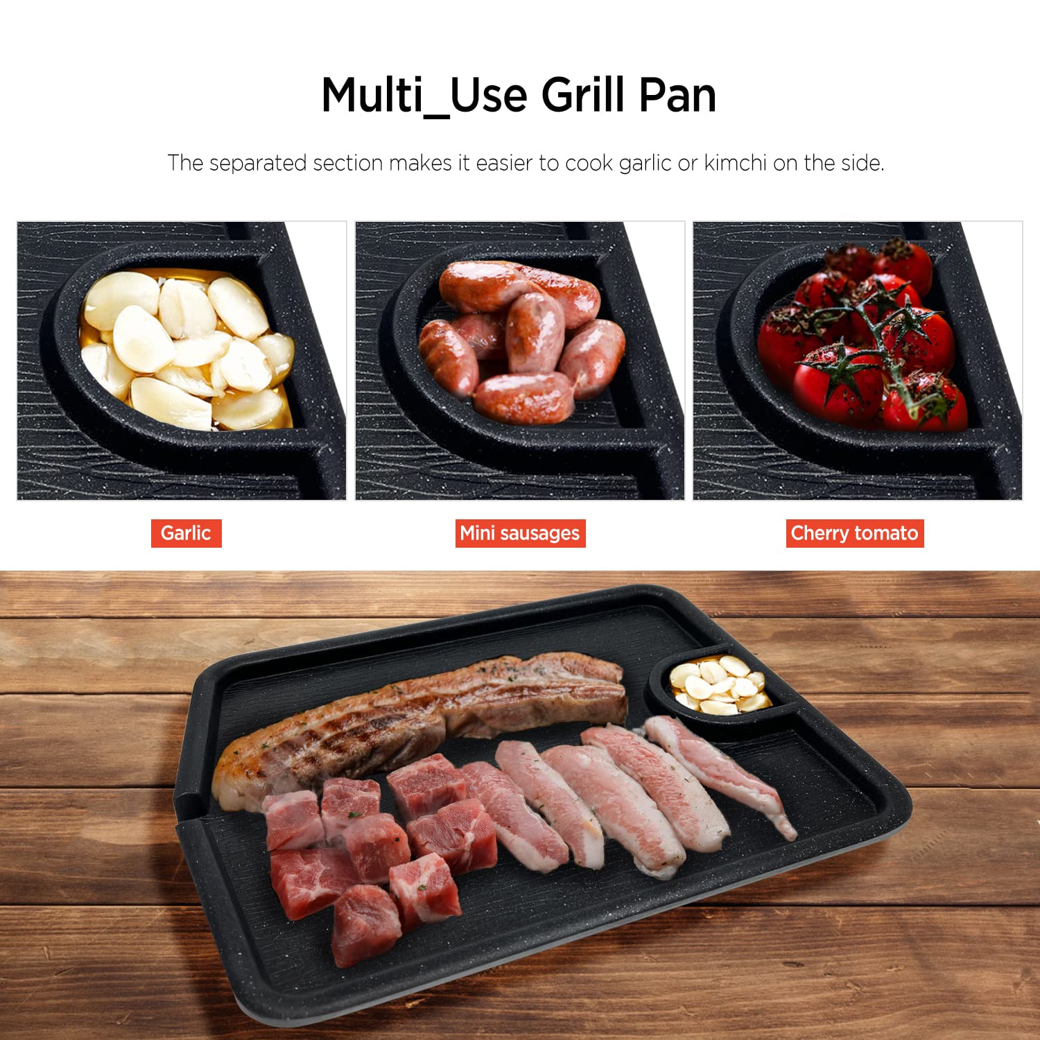 Eutuxia Stovetop Korean BBQ Master Grill Pan, Non-stick Smokeless  Scratch-Resistant, Cast Iron Style Aluminum, For Vegetable Egg Pork Beef  Meat Garlic Cheese Kimchi Made in Korea, KBBQ, Plus Square. 