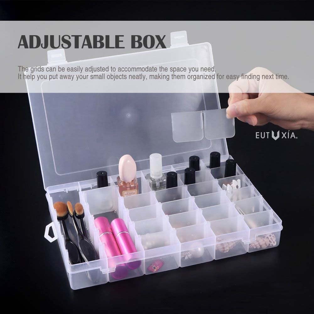 Unique Bargains Clear 36 Slots Adjustable Jewelry Rings Storage