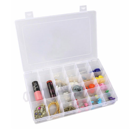 Clear Plastic Jewelry Organizer Box with 36 Grids