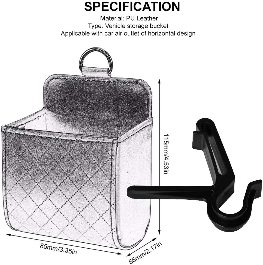 Car Auto Air Vent Leather Tidy Storage Hanging Bag Case Organizer [Beige]