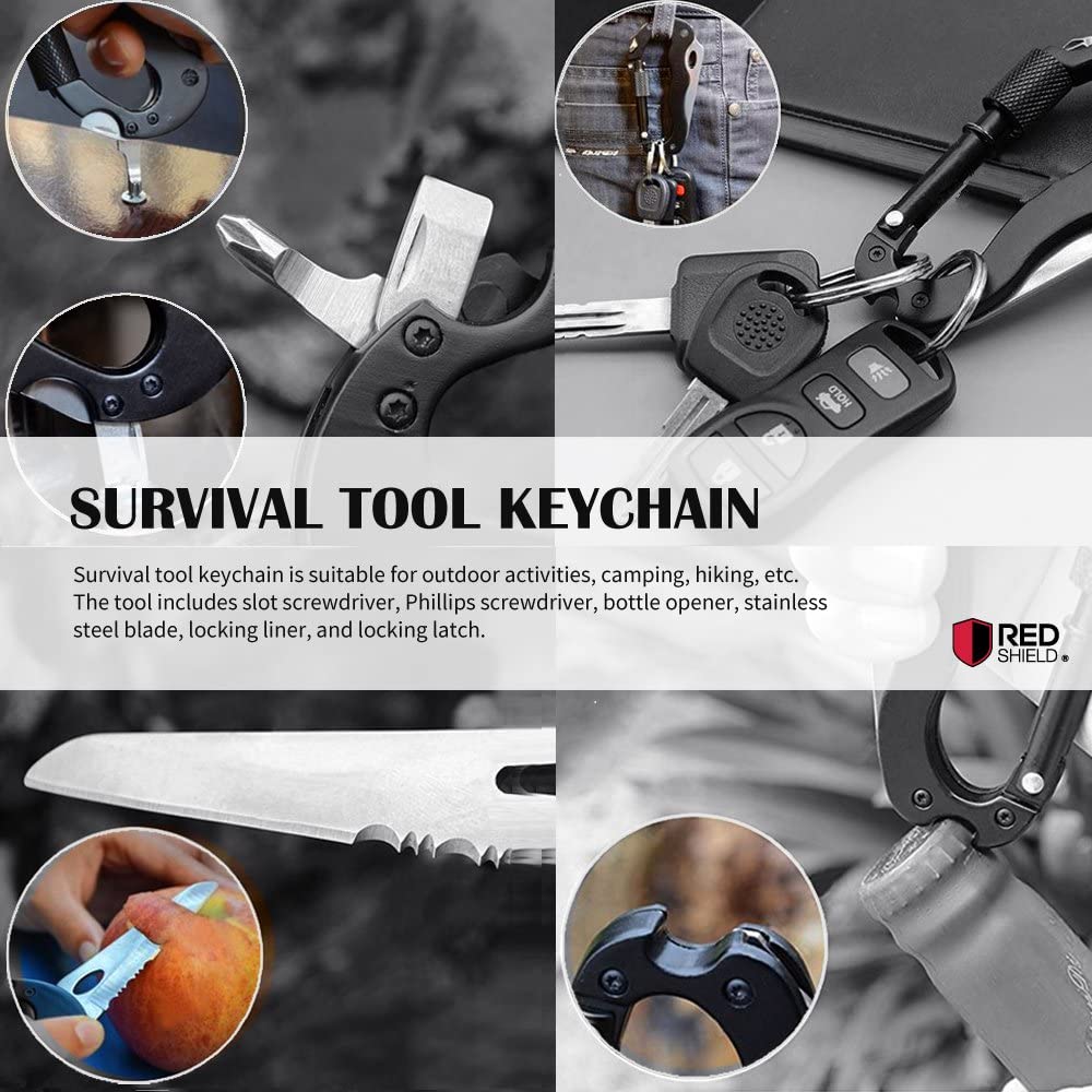 Universal Aluminum Multi-Function 5 in 1 Carabiner Survival Tool