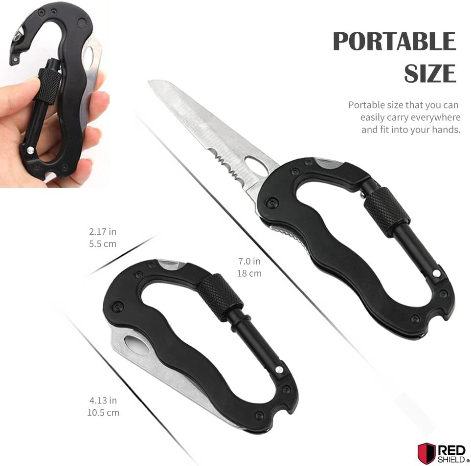 Universal Aluminum Multi-Function 5 in 1 Carabiner Survival Tool