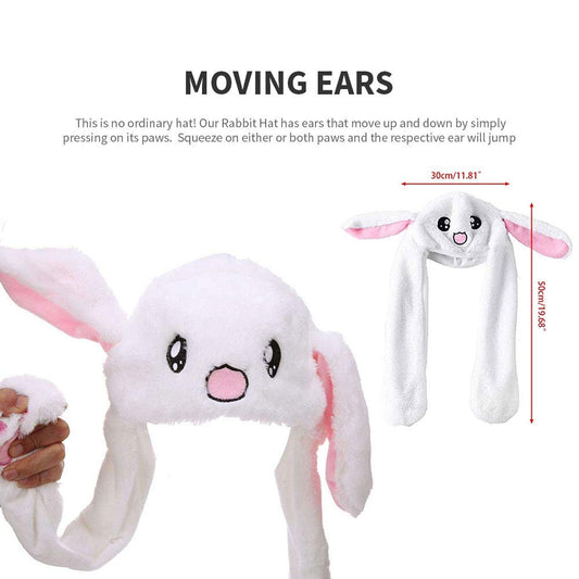 Rabbit Hat with Moving Ears [White]