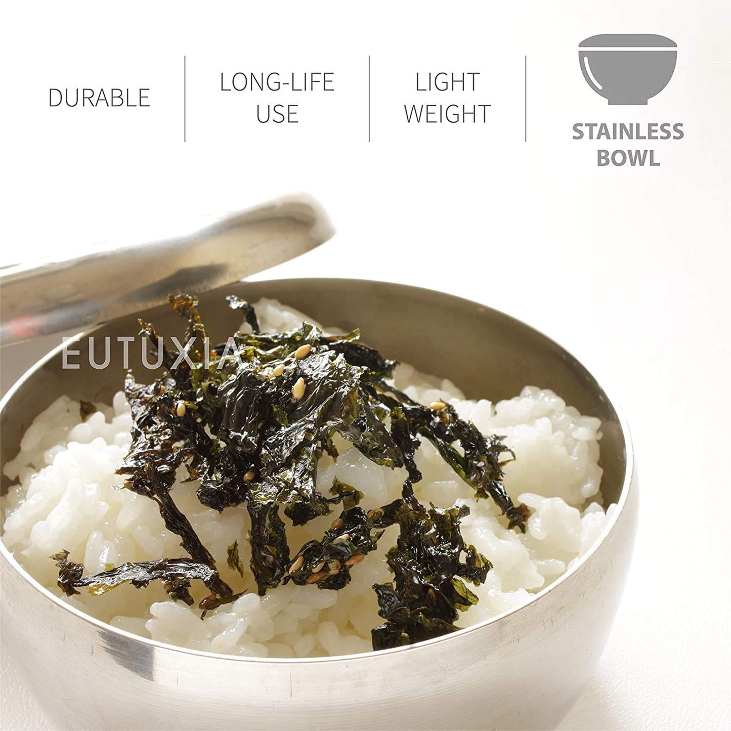 Korean Stainless Steel Rice Bowl + Lid [Set of 4]