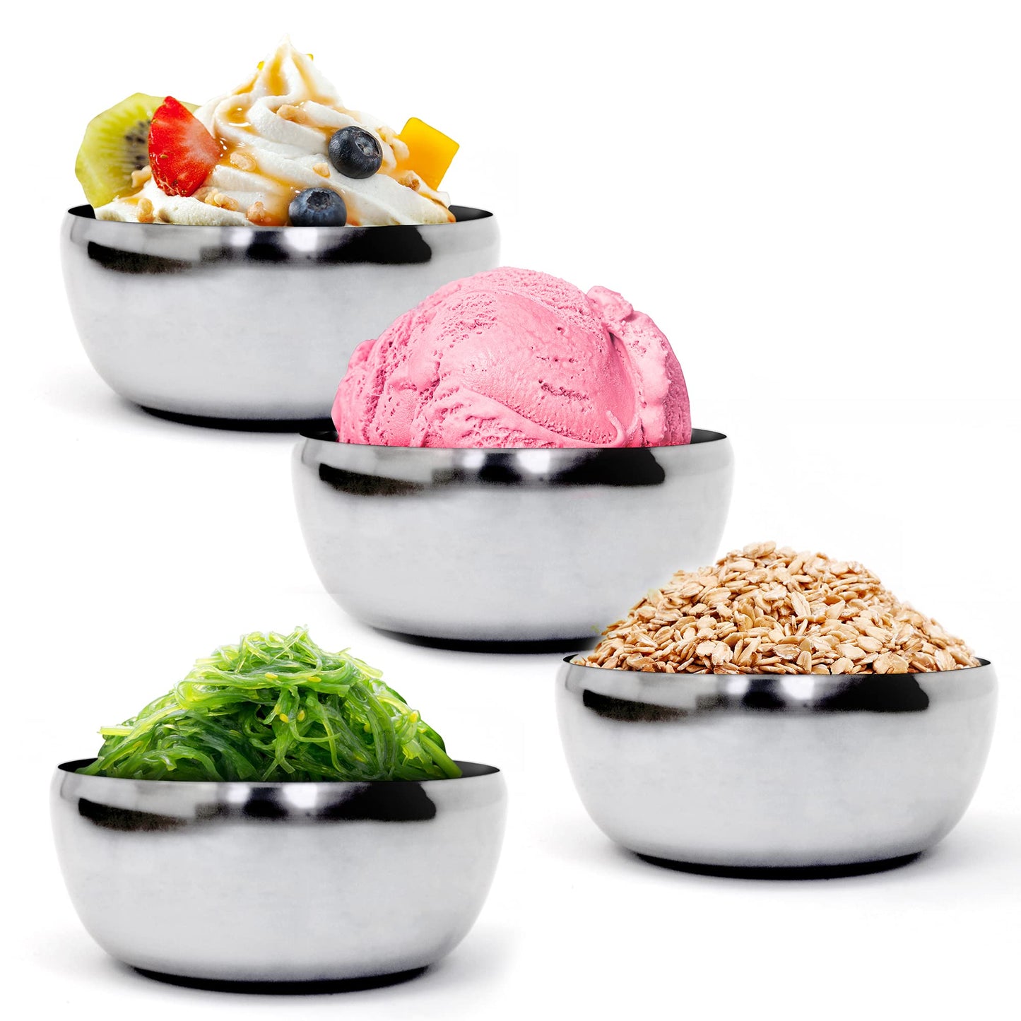 Korean Stainless Steel Rice Bowl + Lid [Set of 4]