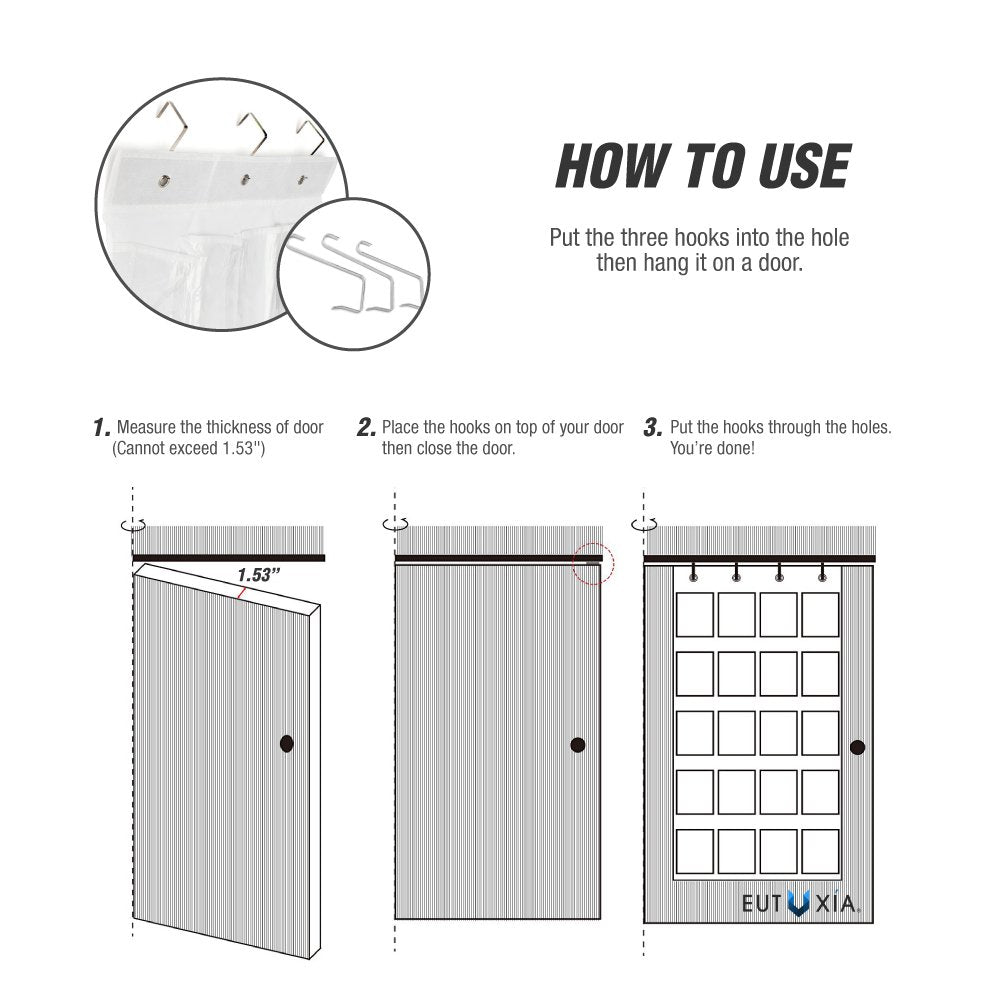 Over the Door 24 Pocket Hanging Rack [3 Pack]