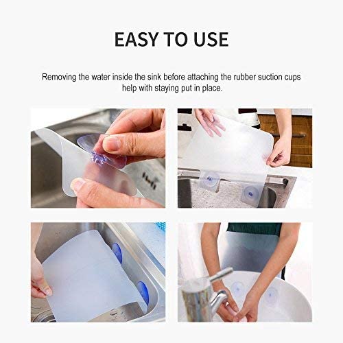 Universal Silicone Kitchen Sink Splash Guard with Suction Cups [2PK]