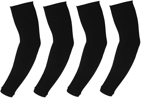 UV Sun Protection Compression Cooling Arm Sleeves [Black]