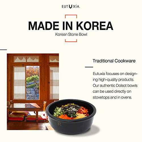Dolsot Ttukbaegi Stone Bowl with Trivet Tray [Set of 2 Large]