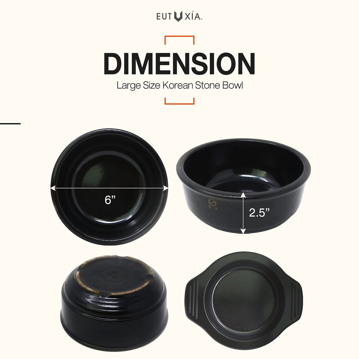 Eutuxia Korean Stone Bowl Dolsot Trivet Coaster. [Large, Black Plastic]