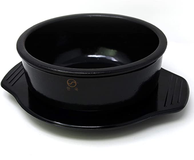 Eutuxia Korean Stone Bowl Dolsot Trivet Coaster. [Large, Black Plastic]